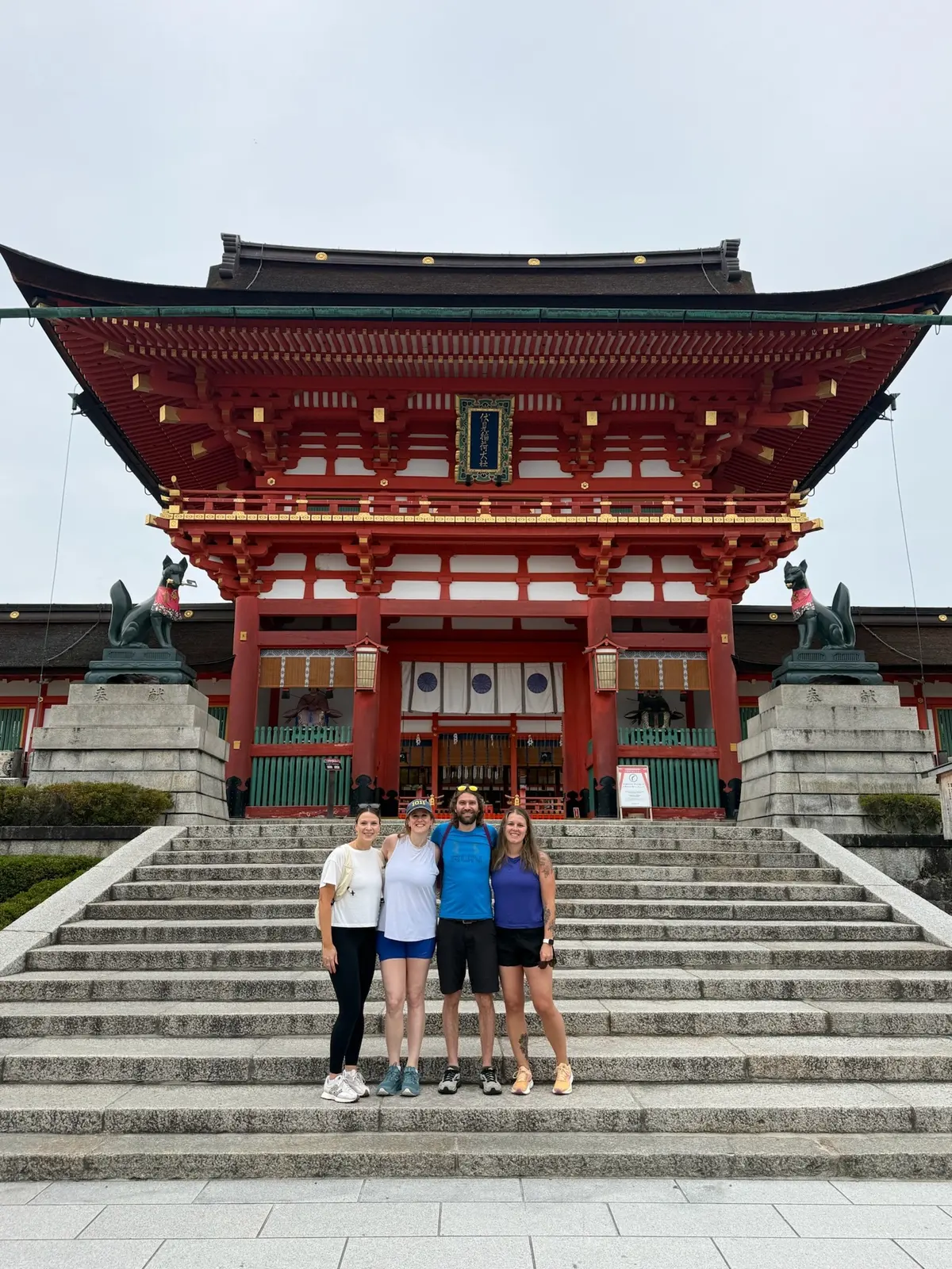 Group photo on the steps at Fushimi Inari in Kyoto.