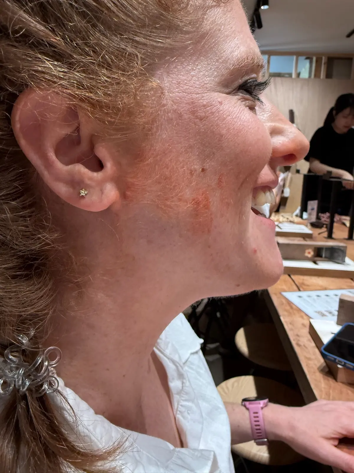 A close-up profile photo during the Hashi Lab chopstick workshop.