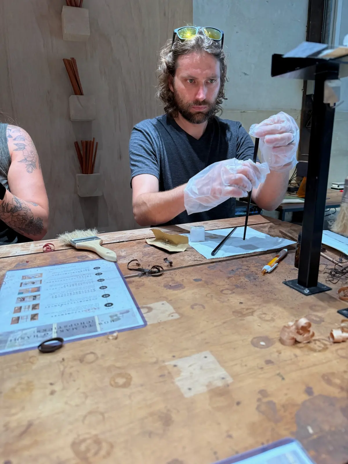 Zach working on chopsticks at Hashi Lab.