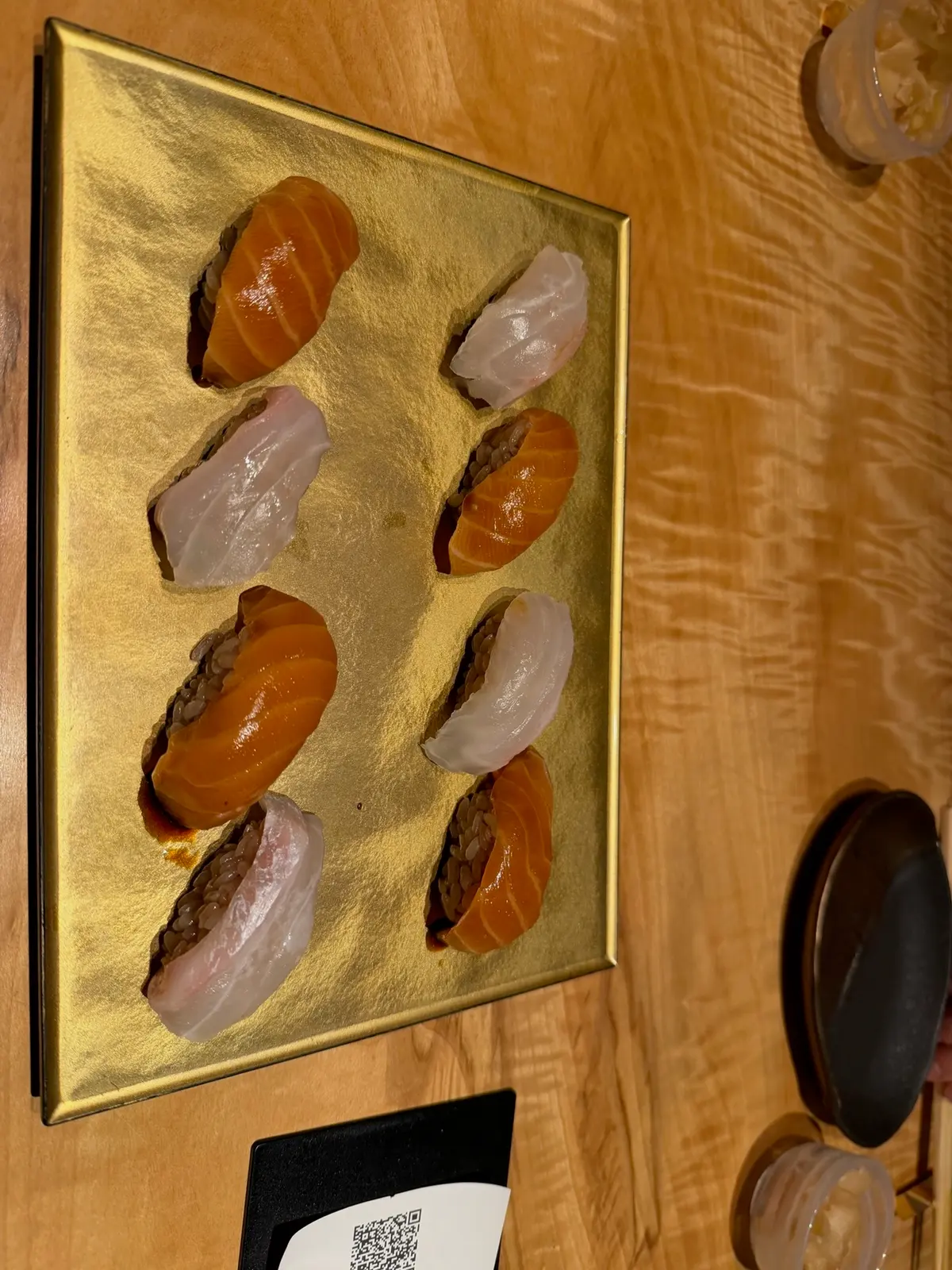 Plated sushi pieces at the Osaka dinner.