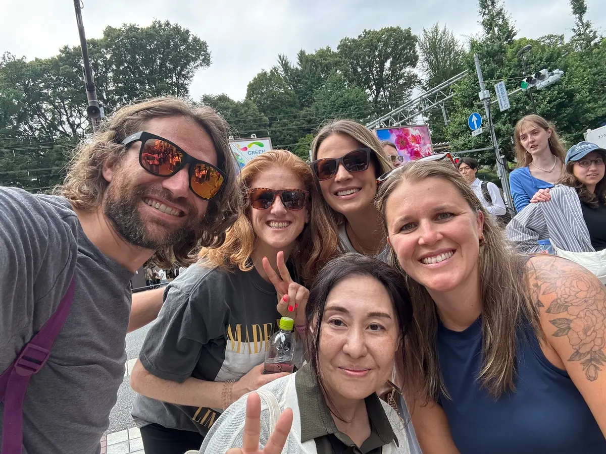 Group selfie with the Tokyo walking tour guide.